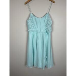 BHLDN Anthropologie Hitherto Giselle Pleated Spaghetti Strap Dress Mint 14 NWT